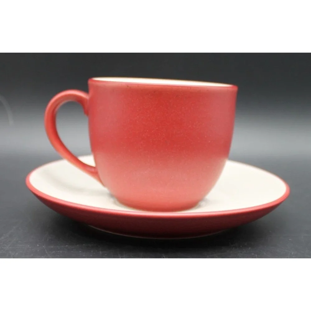 Noritake Colorwave Raspberry Espresso Cup & Saucer Set Stoneware Red